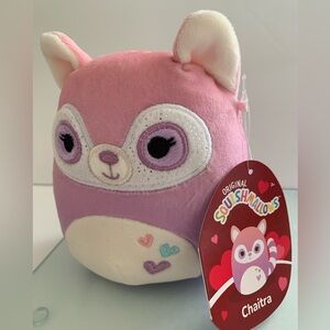 SQUISHMALLOWS 5" Chaitra The Lemur Purple & Pink Tummy Hearts Kelly Toys NWT